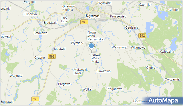 mapa Nowa Wieś Mała, Nowa Wieś Mała gmina Kętrzyn na mapie Targeo